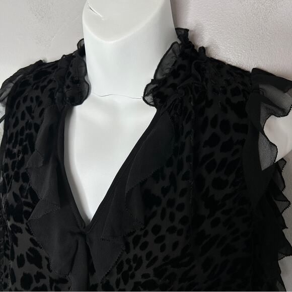 PARKER Top Womens Size Small Black Animal Print Fairy Grunge Mob Wife Whimsigoth - Picture 6 of 12